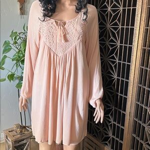 PURPLE SNOW PINK CROCHET TOP DRESS XL